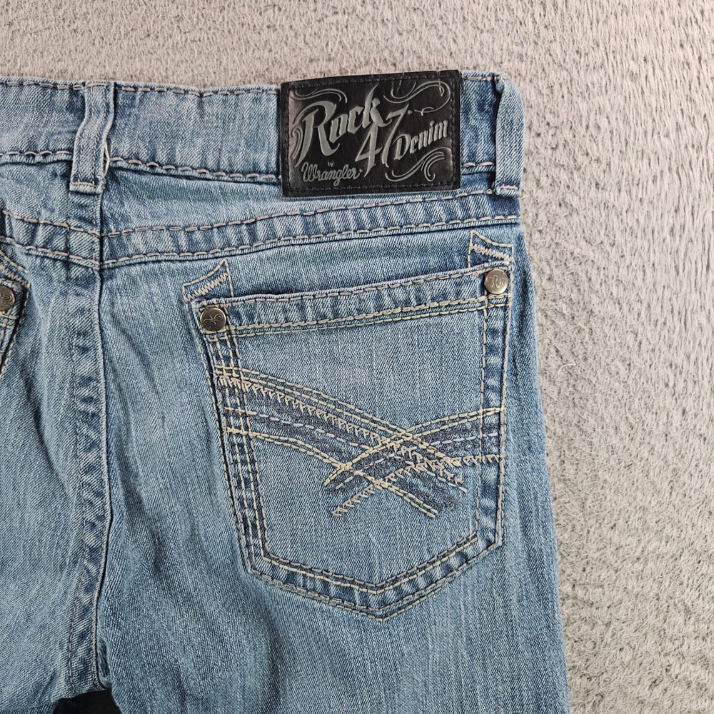Wrangler Rock 47 Mens Slim Straight Leg Light Wash Blue Denim Jeans 29x32